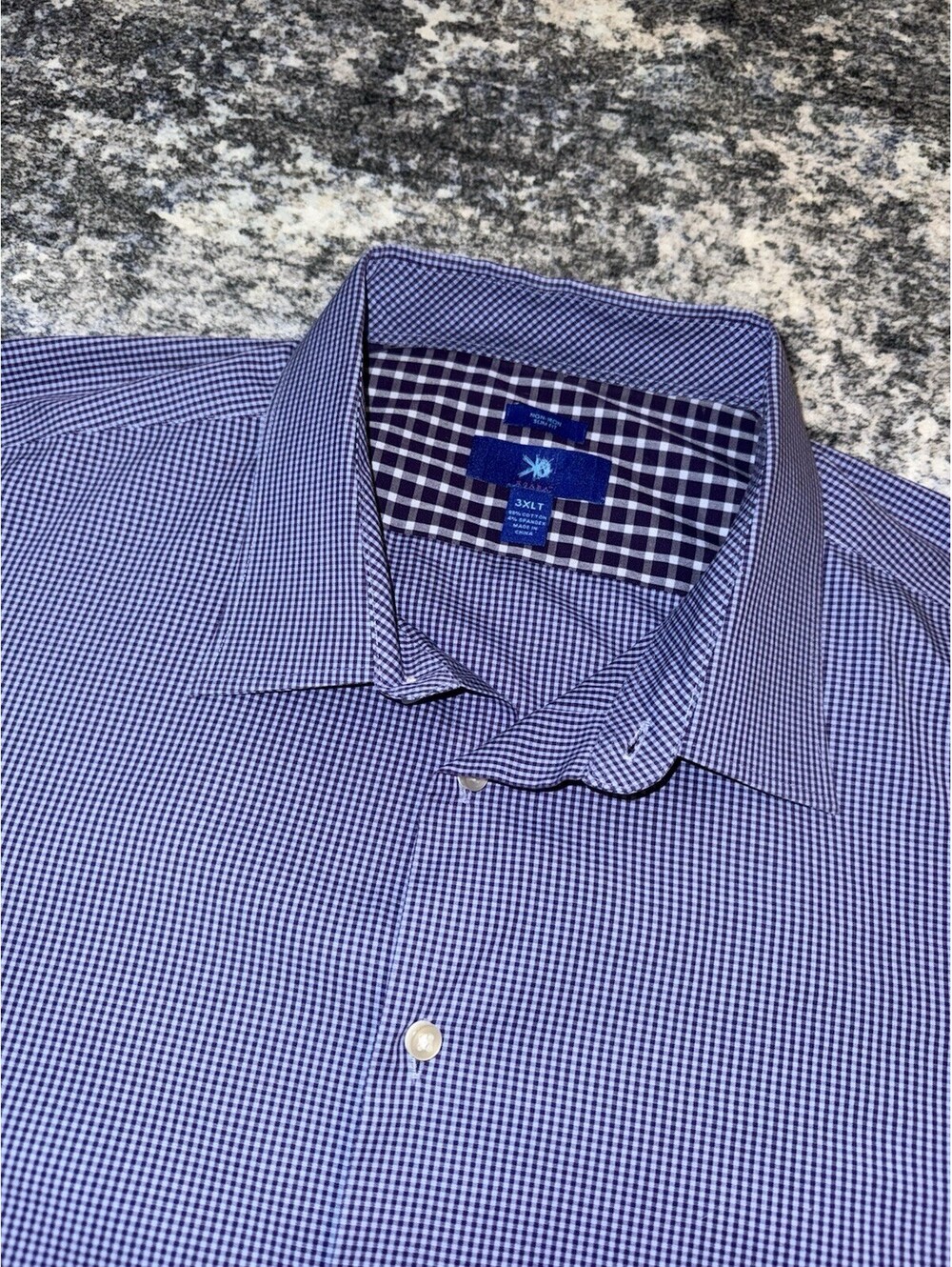 Egara Men’s Dress Shirt 3XLT Slim Fit Non-Iron Stretch Check Long Sleeve
